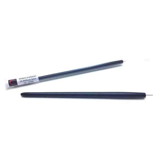 Pointe d'argent diam 1.3 mm sur manche bois ciré