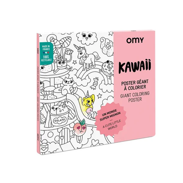 Poster géant à colorier KawaÏ Un monde super mignon - OMY