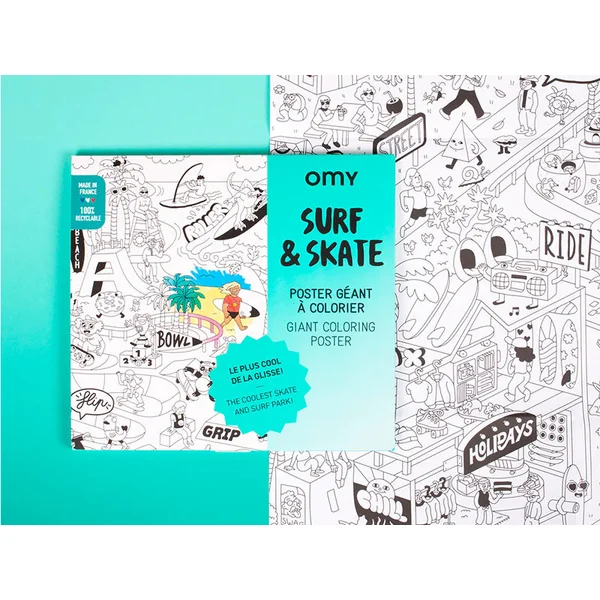 Poster géant à colorier Surf & Skate - OMY