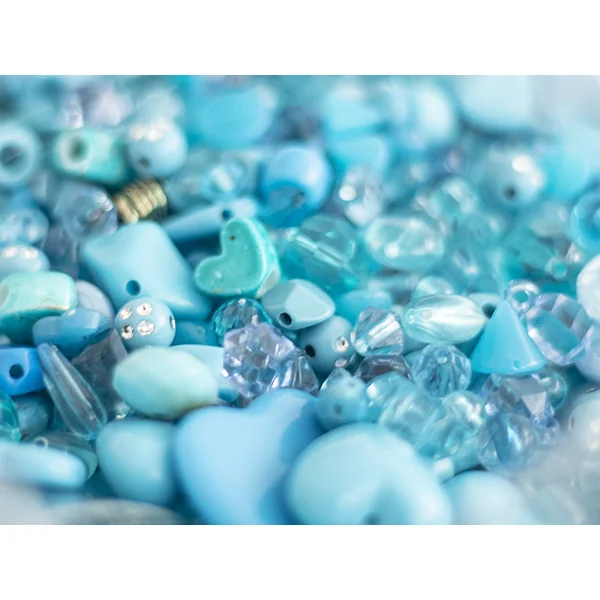 Pot de perles en plastique - nuances de bleu