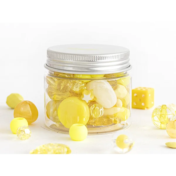 Pot de perles en plastique - nuances de jaune