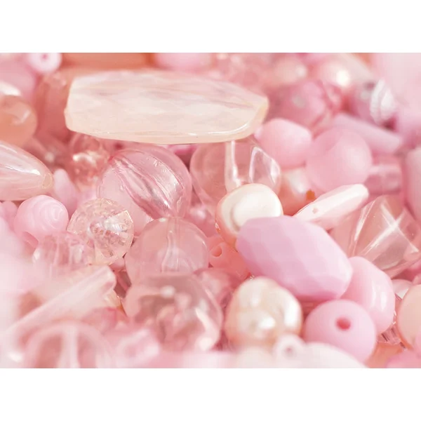 Pot de perles en plastique - nuances de rose