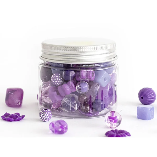 Pot de perles en plastique - nuances de violet