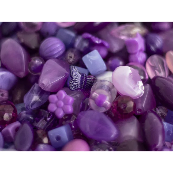 Pot de perles en plastique - nuances de violet