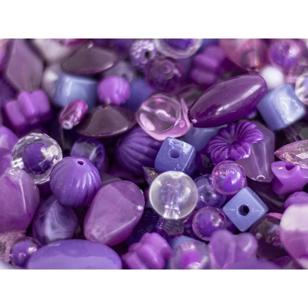 Pot de perles en plastique - nuances de violet