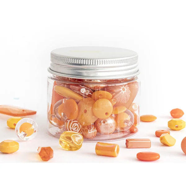 Pot de perles en plastique - nuances d'orange