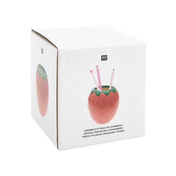 Pot à crayons en céramique fraise