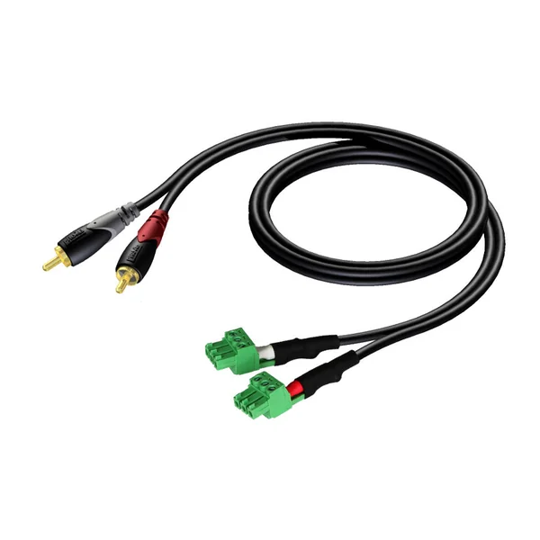 ProCab 2 x RCA han > 2 x terminal blok 3P 3,81mm, 1,5 m