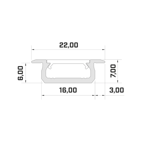 Profilé aluminium laqué blanc TypeZ 22X7 pour ruban de led largeur max 13mm barre de 2m