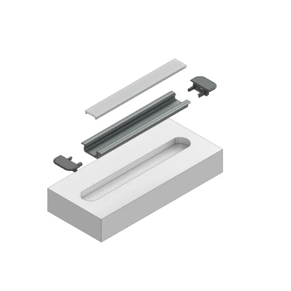 Profilé aluminium TypeZ 22X7 pour ruban de led largeur max 13mm barre de 2m