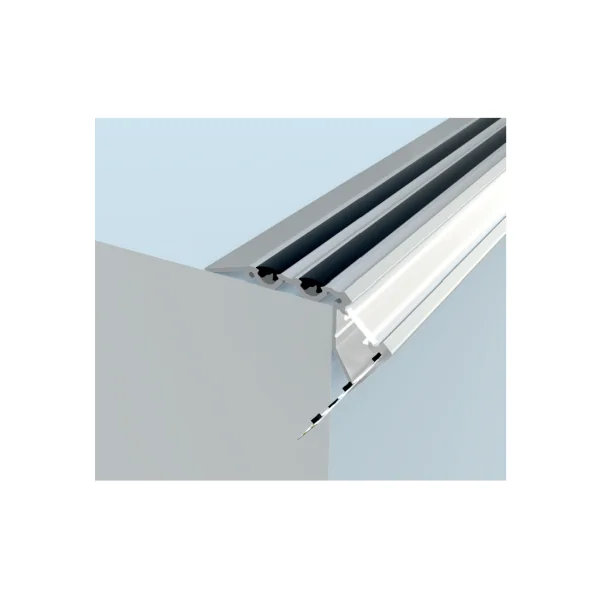 Profilé pour nez de marche d'escalier type scala gris anodisé pour ruban led 2m