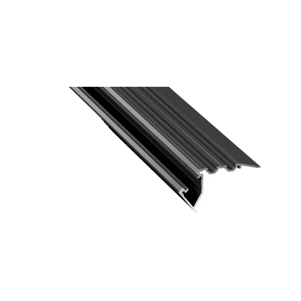 Profilé pour nez de marche d'escalier type scala noir anodisé pour ruban led 2m
