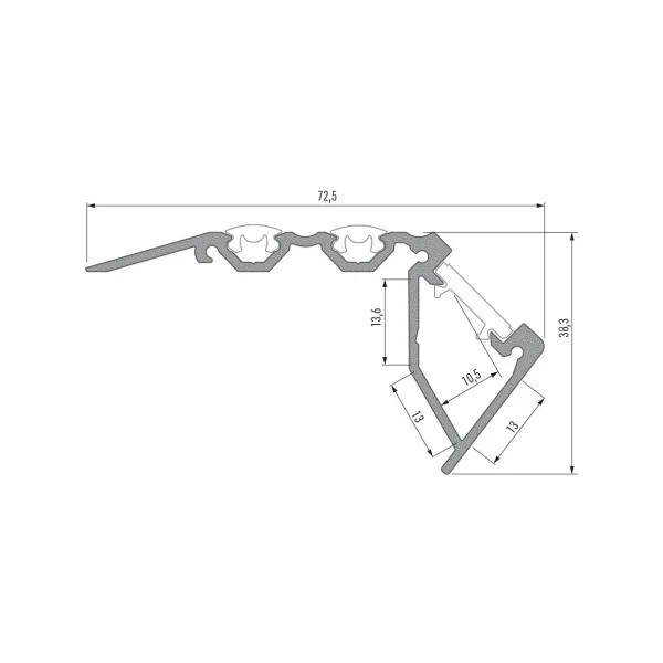 Profilé pour nez de marche d'escalier type scala noir anodisé pour ruban led 2m
