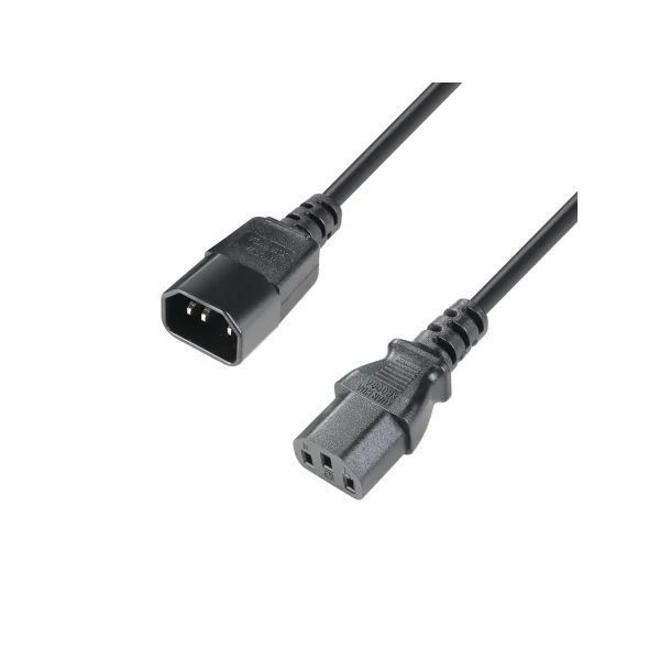 prolongateur secteur noir IEC male vers femelle 3G1.5mm² 5m