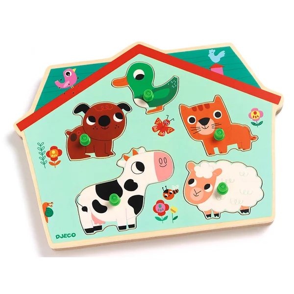 Puzzle sonore en bois - Ouaf woof - les animaux familiers