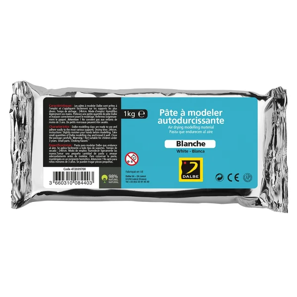 Pâte à modeler auto-durcissante blanche