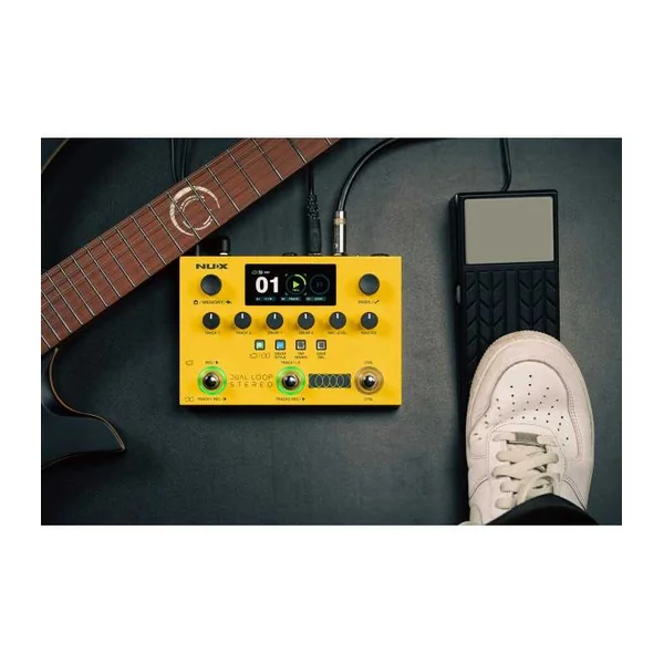 Pédale d'effets NUX - DUAL-LOOP-STEREO - Looper, boîte à rythme, simulateur d'ampli stéréo