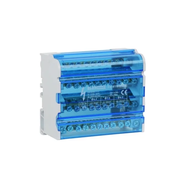 Repartiteur mmonobloc à barrette étagé tétrapolaire 125A 6 modules