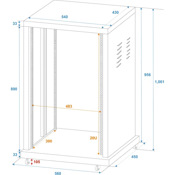 ROADINGER Steel Rack SR-19, 20U