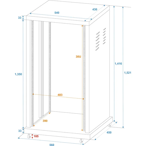ROADINGER Steel Rack SR-19, 30U