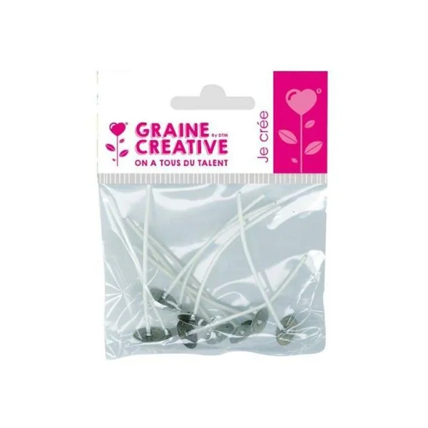 Sachet de 10 mèches à bougies avec pied - 7 cm