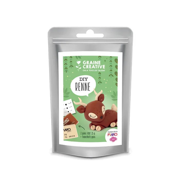 Sachet Fimo renne - Kit créatif de modelage pour noël