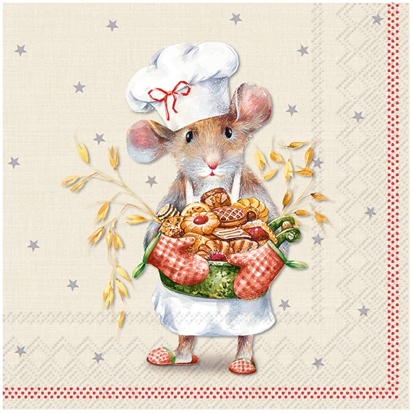 Serviette « Souris pâtissière »