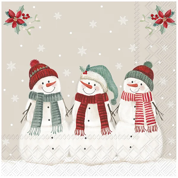 Serviette « Trois bonshommes de neige »