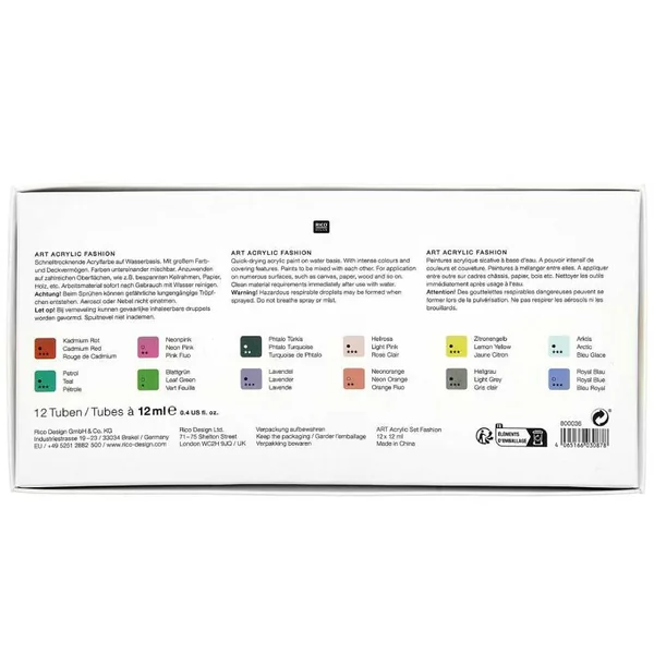 Set de 12 tubes de peinture acrylique - Fashion