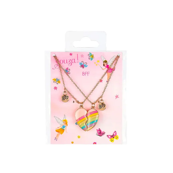Set de 2 colliers Best Friends Forever coeur arc-en-ciel