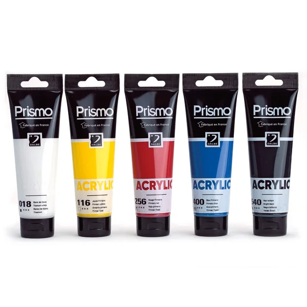 Set de 5 tubes de 120ml de peinture acrylique fine Prismo pour artistes