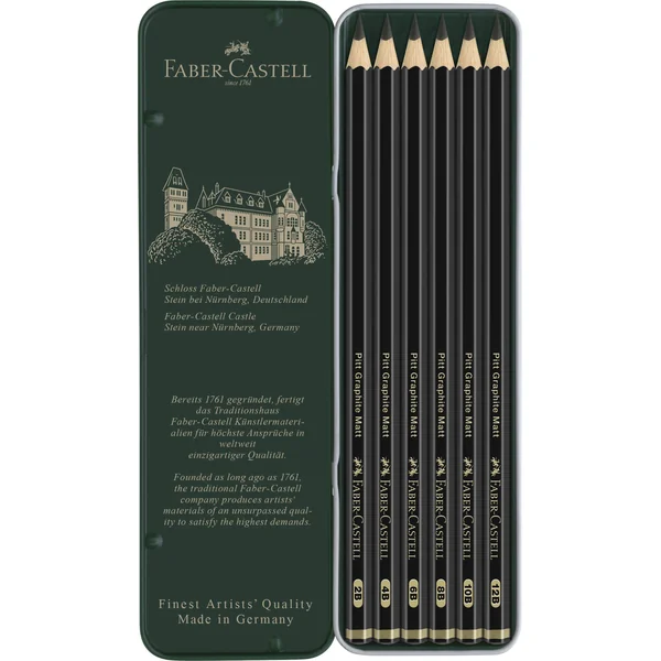 Set metal de 6 Crayons Pitt Graphite Matt