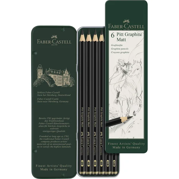 Set metal de 6 Crayons Pitt Graphite Matt