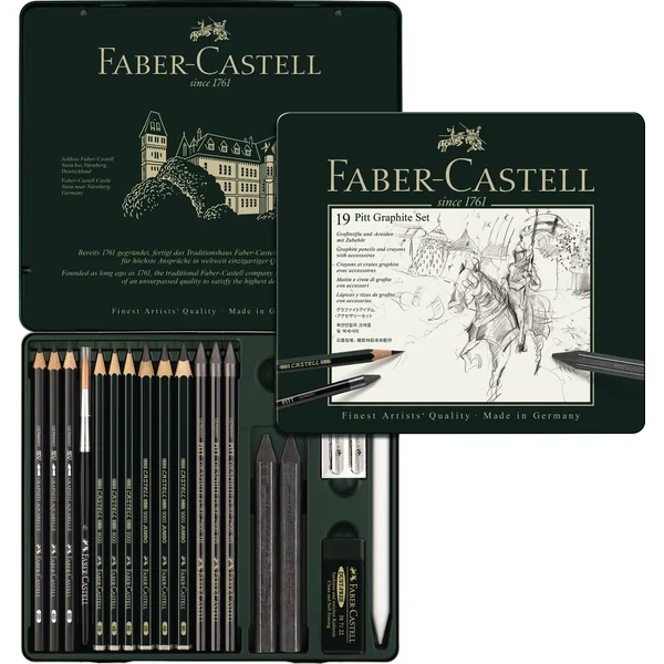 Set moyen 19 crayons fusains PITT Graphite