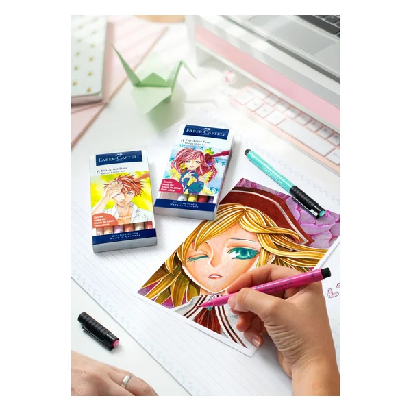 Set Pitt Artist Pen Manga Shôjo Faber-Castell, 6 feutres