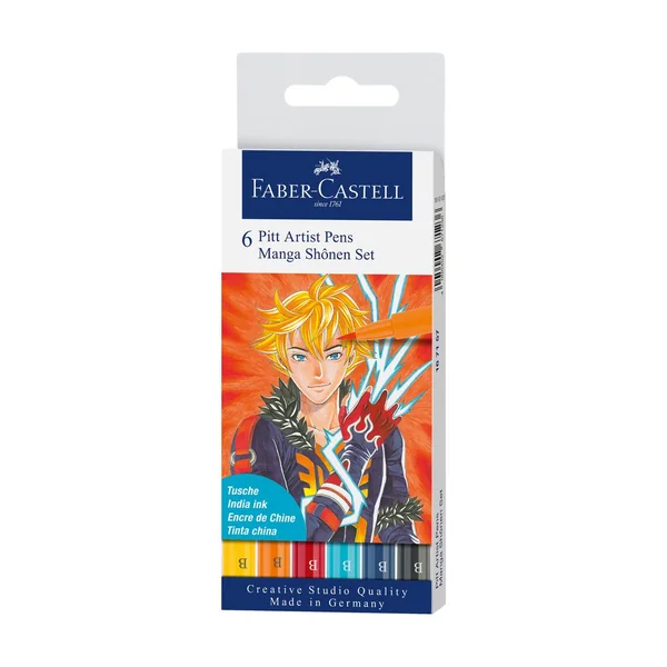 Set Pitt Artist Pen Manga Shônen Faber-Castell, 6 feutres