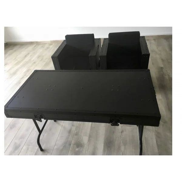 SOFA BLACKCASE 2 Fauteuils et une Table Pliable en Flight Case (Noir Mat)
