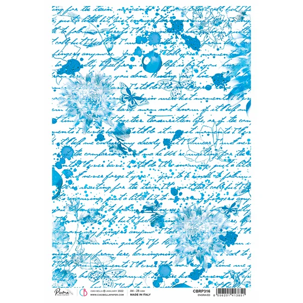 Soie de paille à motifs « Indigo Scripts »