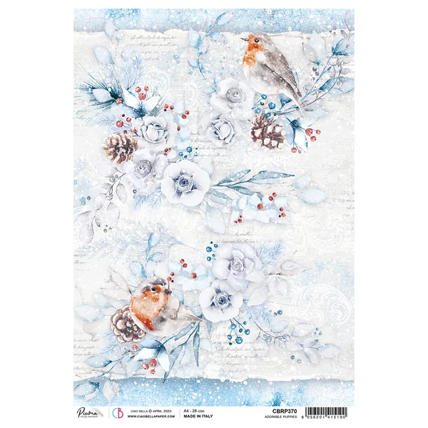 Soie de paille à motifs « Oiseaux en hiver »