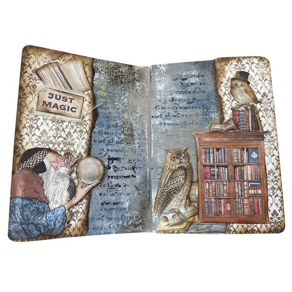 Soie de paille à motifs « Vintage Library Flowers »