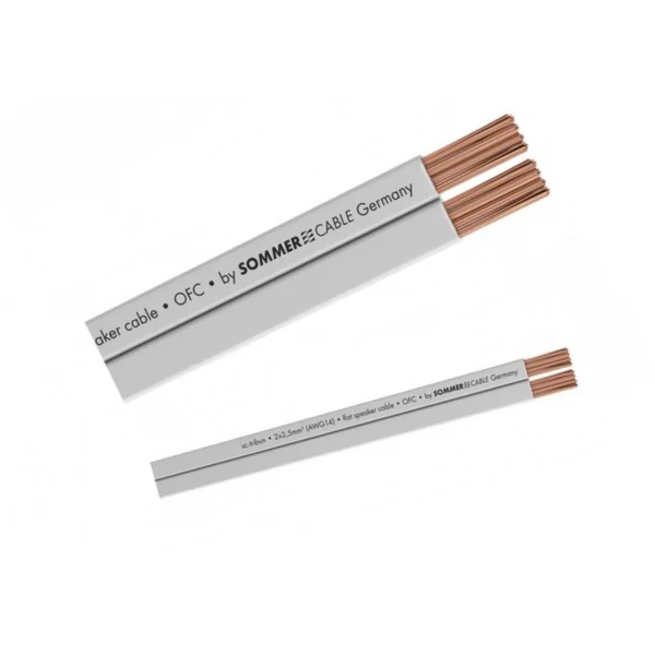 SOMMERCABLE Sc-Tribun Flat-Design Câble Haut-parleur Plat 2 x 2,50 mm² PVC Blanc (Au Mètre)