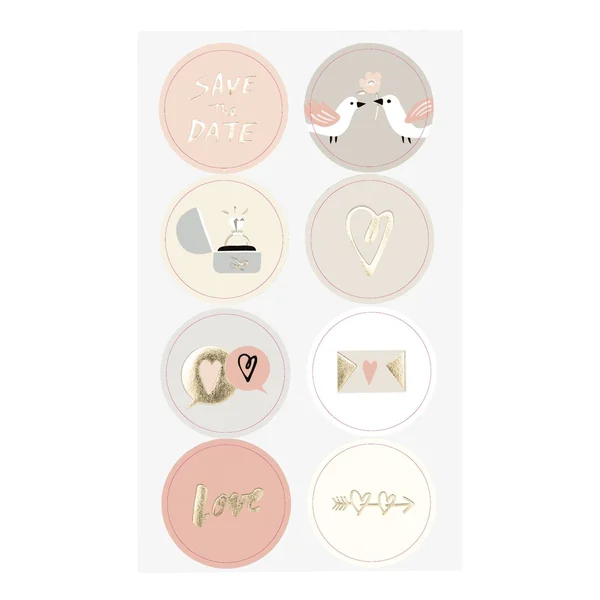 Stickers « Mariage », effet foil doré