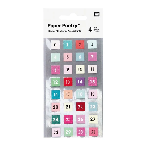 Stickers « Nombres 0-31 », 4 planches