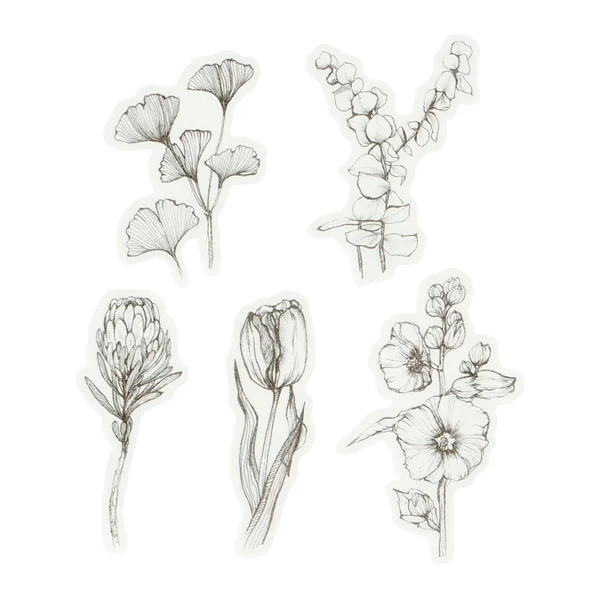 Stickers washi « Fleurs noir/blanc »