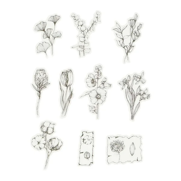 Stickers washi « Fleurs noir/blanc »