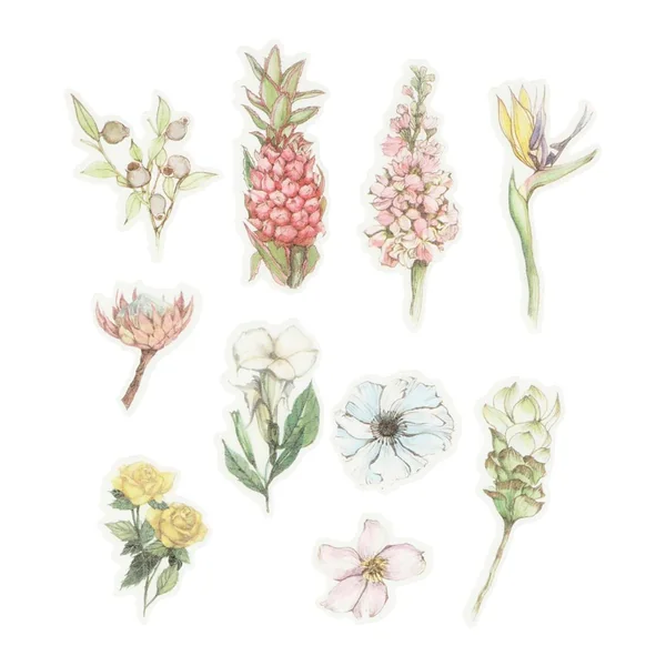 Stickers washi « Fleurs pastel »