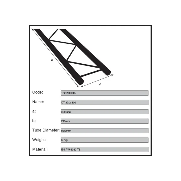 Structure double alu duratruss DT-32/2-300 longueur 3m00 avec kit de jonction