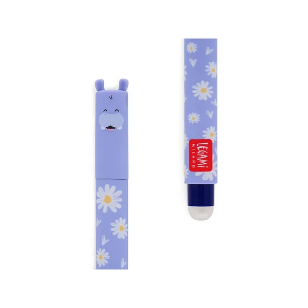 Stylo Hippopotame à pâquerettes effaçable - Legami