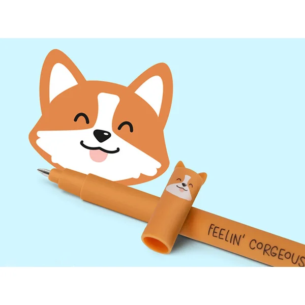 Stylo à encre gel noire effaçable - Corgi