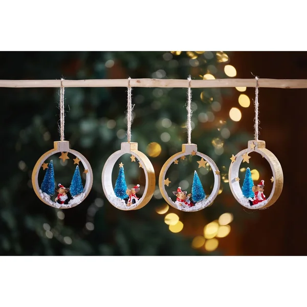 Suspensions VBS « Boules de Noël », set de 4